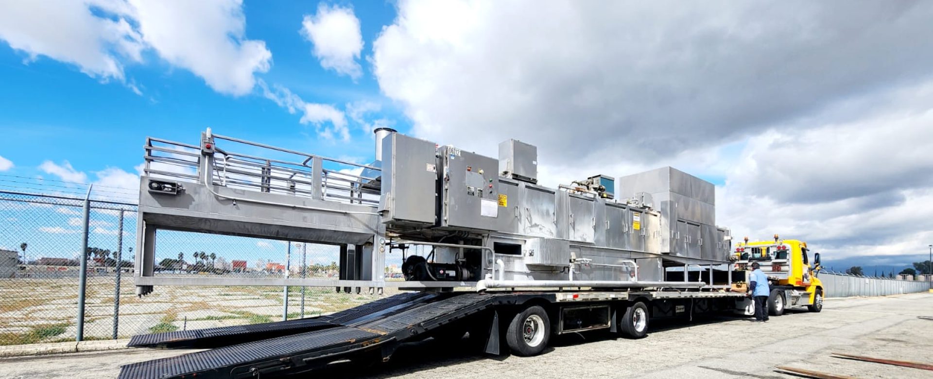 GE TM2500 aeroderivative gas turbine being transported on a trailer